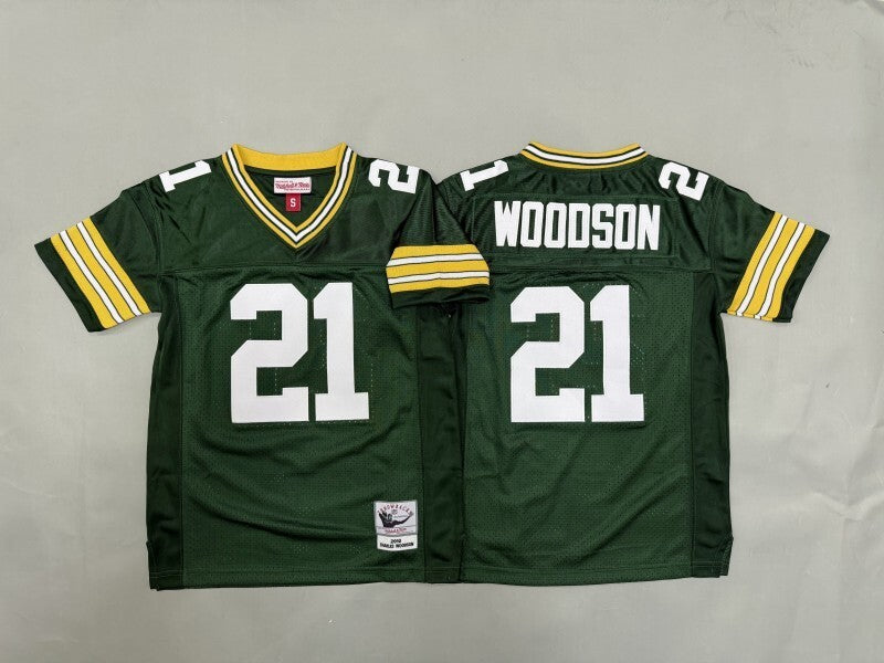 Youth Green Bay Packers #21 Charles Woodson Packers Team Youth Football Jersey football jersey product view 1