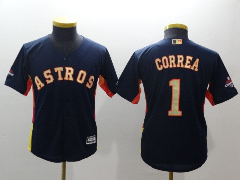 Youth Houston Astros #1 Carlos Correa Style 2 Baseball Jersey baseball jersey product view 1