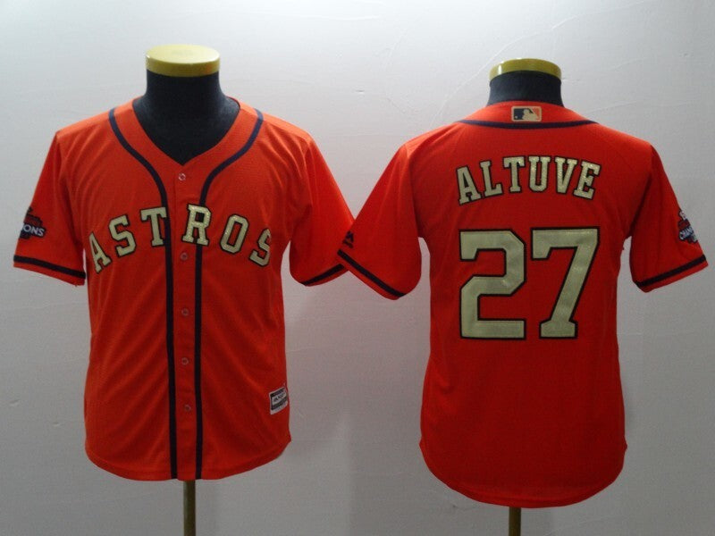Youth Houston Astros #27 Jose Altuve Style 4 Baseball Jersey baseball jersey product view 1