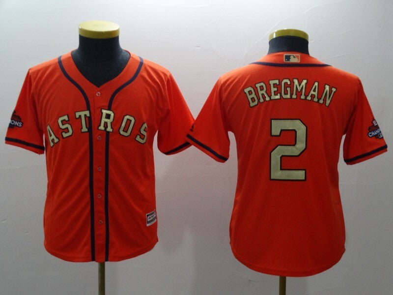 Youth Houston Astros #2 Alex Bregman Style 5 Baseball Jersey baseball jersey product view 1