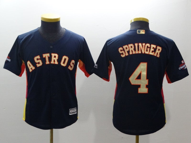 Youth Houston Astros #4 George Springer Style 2 Baseball Jersey baseball jersey product view 1