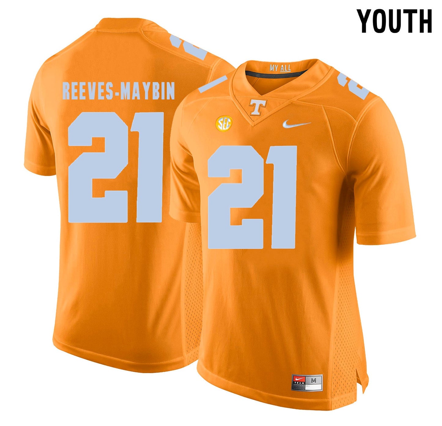Youth Jalen Reeves-Maybin 21 Orange College Football Jersey football jersey product view 1