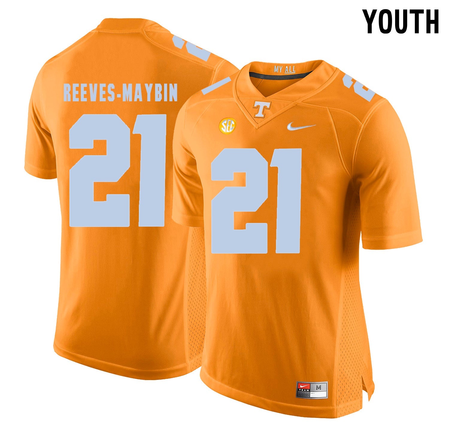 Youth Jalen Reeves-Maybin 21 Orange College Football Jersey football jersey product view 1