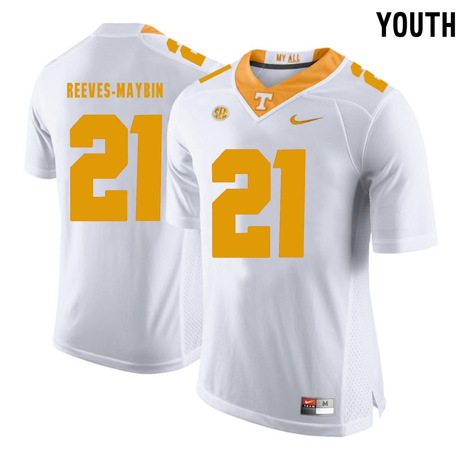 Youth Jalen Reeves-Maybin 21 White College Football Jersey football jersey product view 1