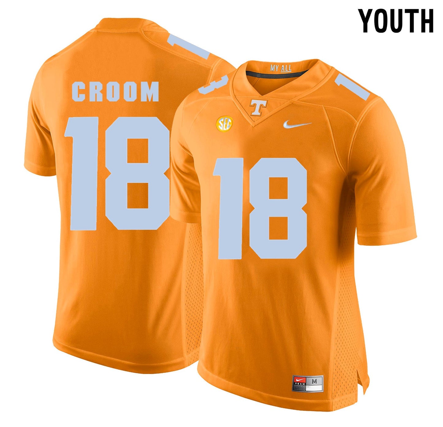 Youth Jason Croom 18 Orange College Football Jersey football jersey product view 1