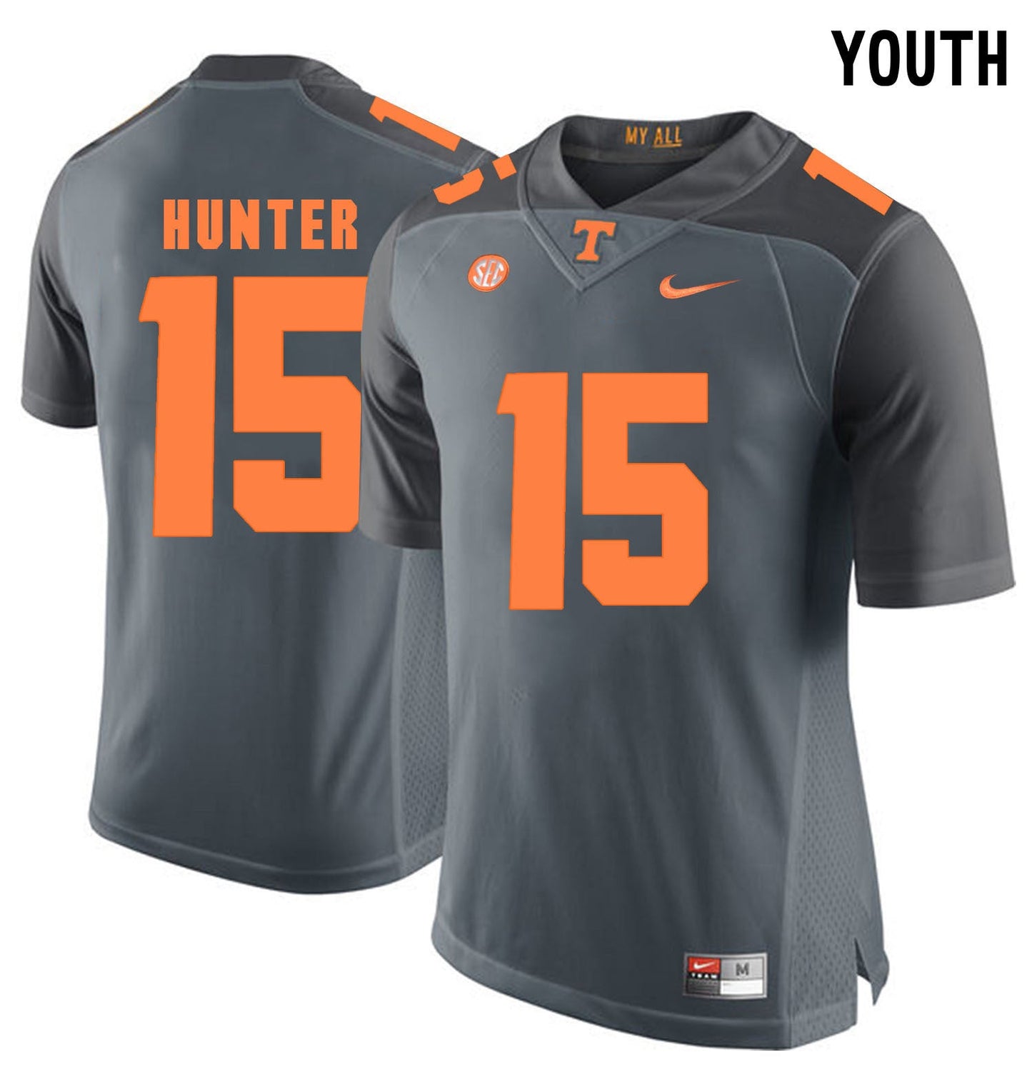 Youth Justin Hunter 15 Grey College Football Jersey football jersey product view 1