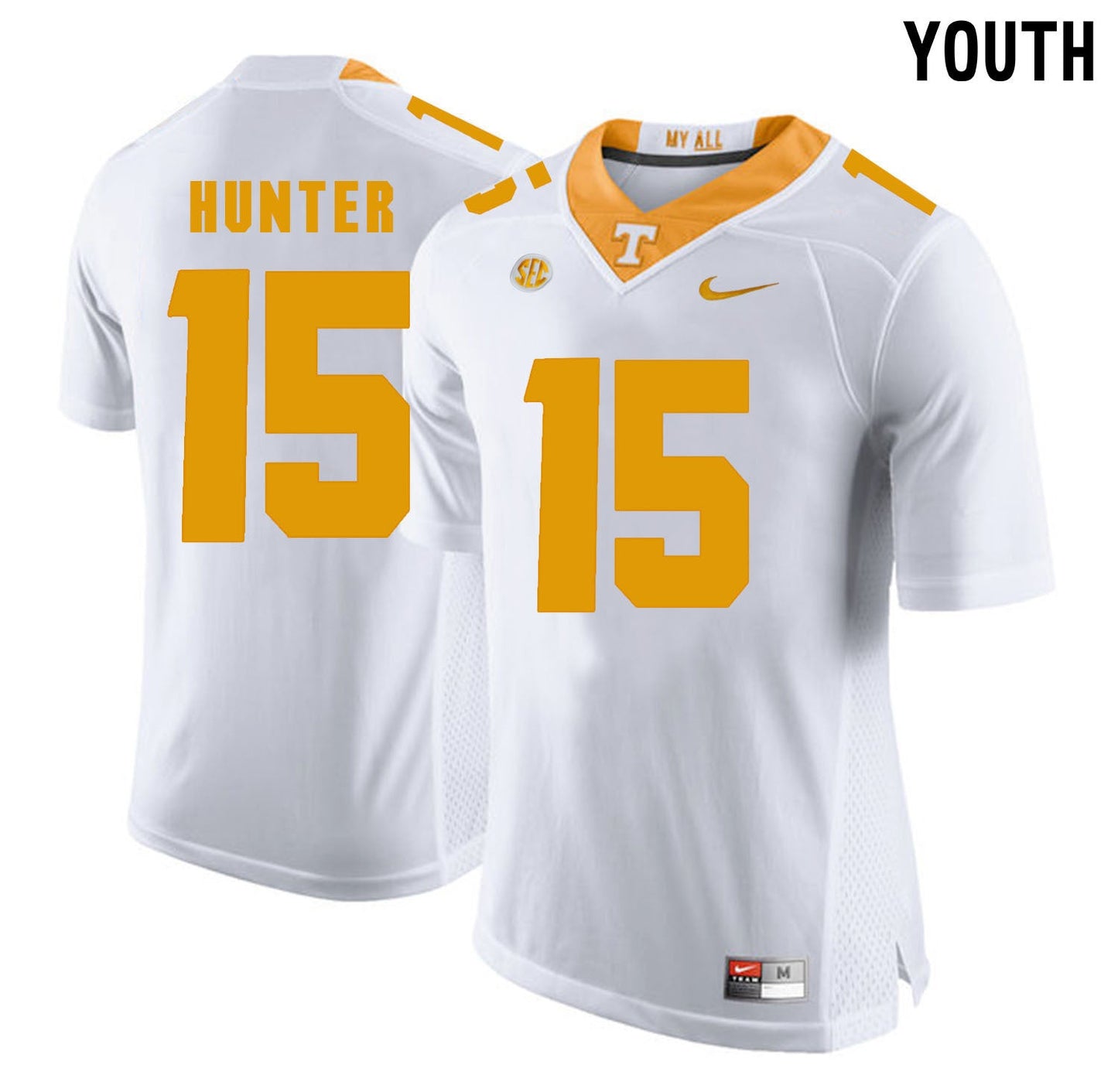 Youth Justin Hunter 15 White College Football Jersey football jersey product view 1