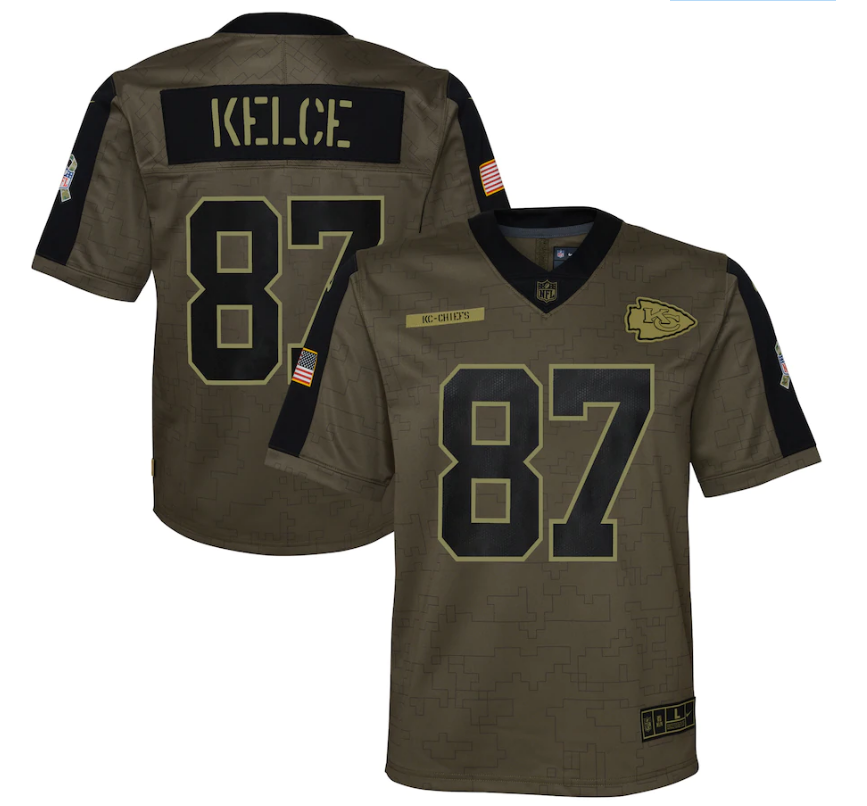 Youth Kansas City Chiefs #87 Travis Kelce 21 New Salute Football Jersey football jersey product view 1