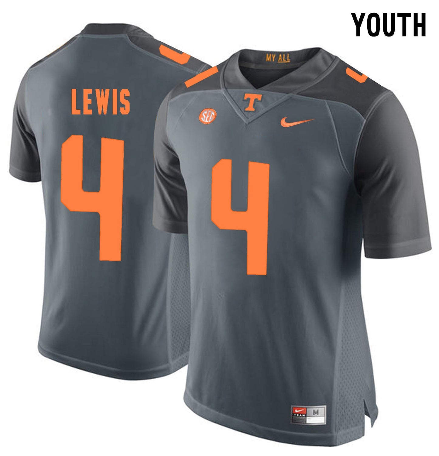 Youth LaTroy Lewis 4 Grey College Football Jersey football jersey product view 1