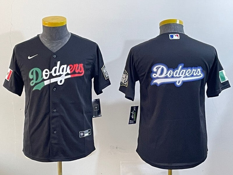 Youth Los Angeles Dodgers Dodgers Mexico Youth Style 12 Baseball Jersey baseball jersey product view 1