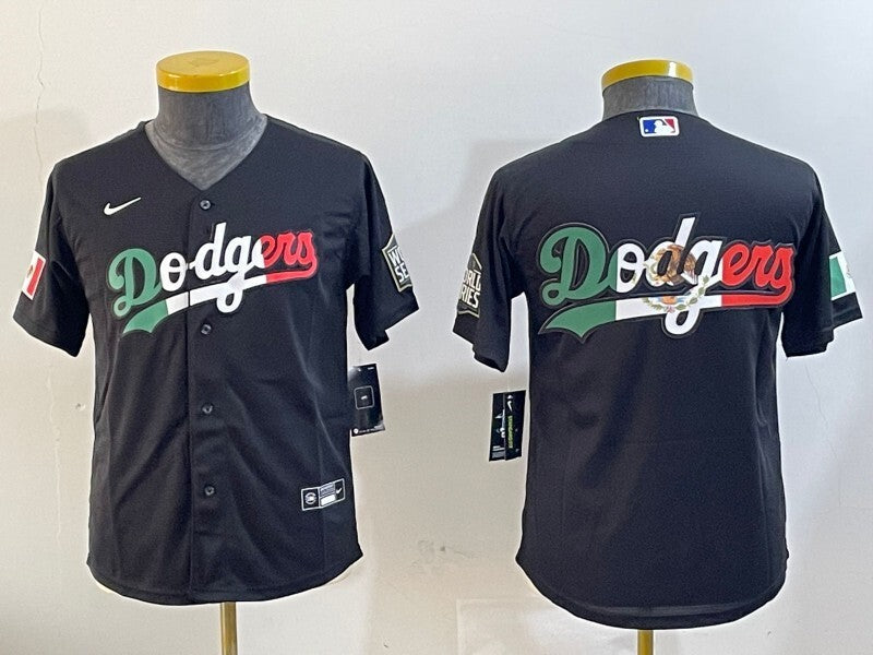 Youth Los Angeles Dodgers Dodgers Mexico Youth Style 3 Baseball Jersey baseball jersey product view 1