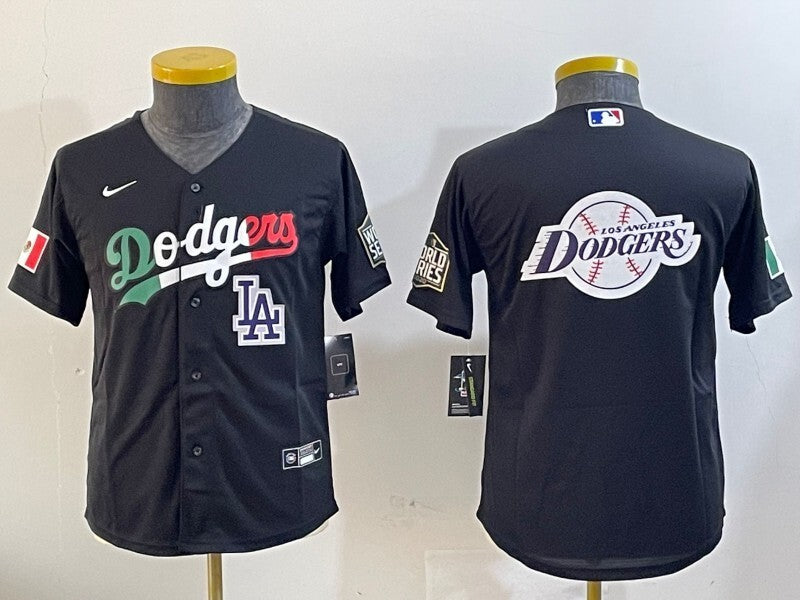 Youth Los Angeles Dodgers Dodgers Mexico Youth Style 5 Baseball Jersey baseball jersey product view 1