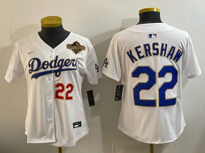Youth Los Angeles Dodgers #22 Clayton Kershaw Dodgers Women Youth Style 4 Baseball Jersey baseball jersey product view 1