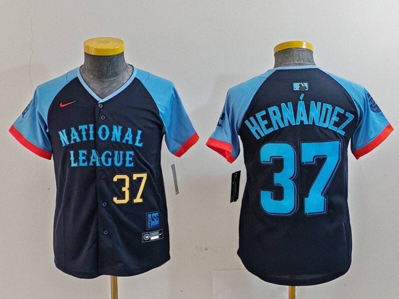 Youth Los Angeles Dodgers #37 Teoscar Hernandez Dodgers 2024 All-Star Youth Style 3 Baseball Jersey baseball jersey product view 1