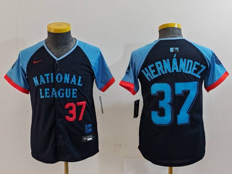Youth Los Angeles Dodgers #37 Teoscar Hernandez Dodgers 2024 All-Star Youth Style 5 Baseball Jersey baseball jersey product view 1