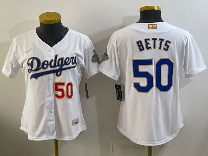 Youth Los Angeles Dodgers #50 Mookie Betts Dodgers Edition Women Youth Baseball Jersey baseball jersey product view 1