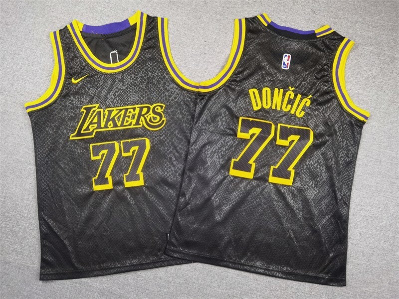 Youth Los Angeles Lakers #77 Luka Doncic Youth Lakers 77 # Doncic Black Style 1 Basketball Jersey basketball jersey product view 1