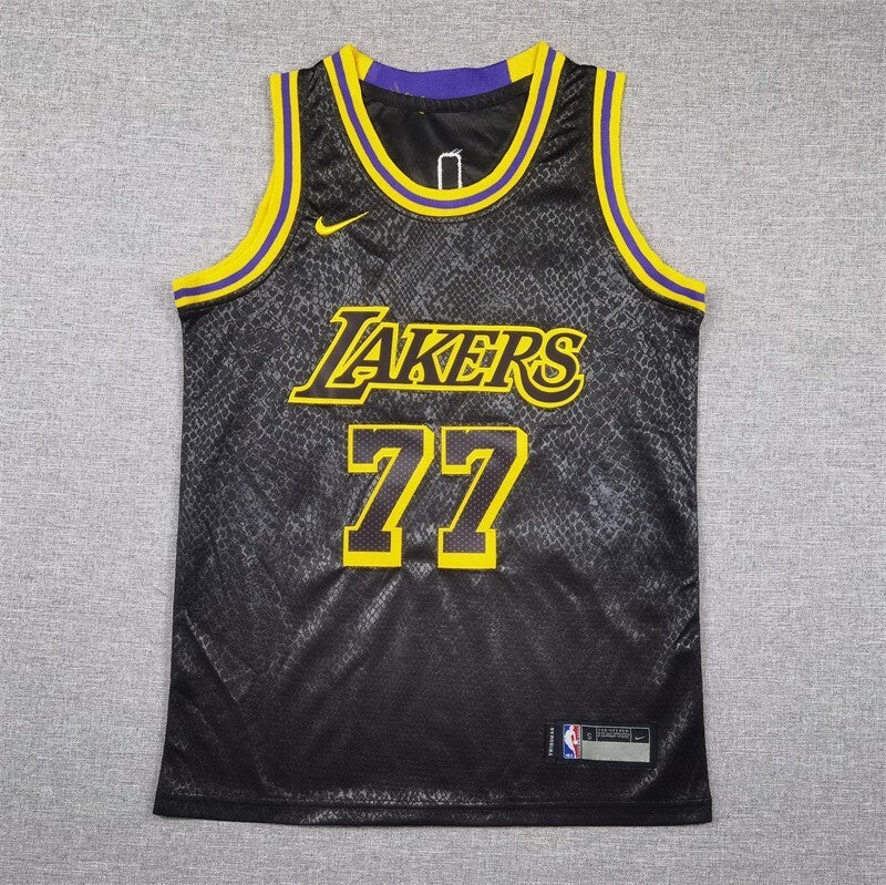 Youth Los Angeles Lakers #77 Luka Doncic Youth Lakers 77 # Doncic Black Style 2 Basketball Jersey basketball jersey product view 1