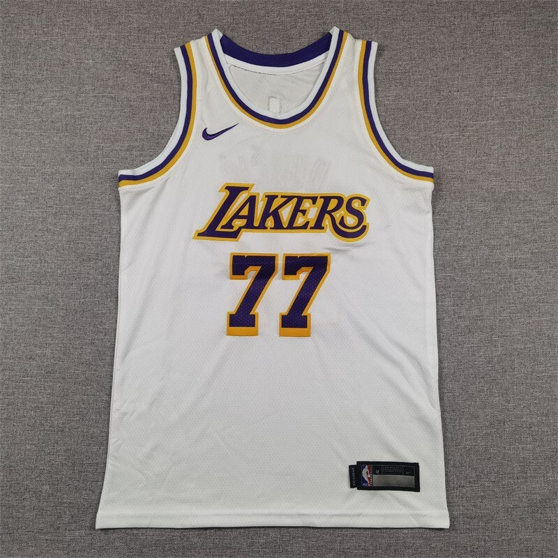 Youth Los Angeles Lakers #77 Luka Doncic Youth Lakers 77 # Doncic White Style 2 Basketball Jersey basketball jersey product view 1