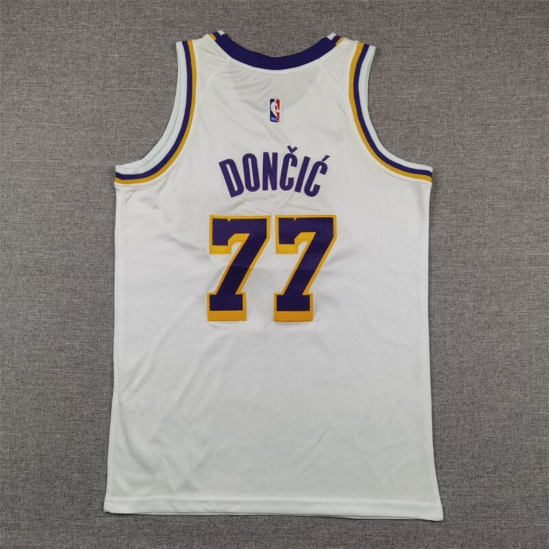 Youth Los Angeles Lakers #77 Luka Doncic Youth Lakers 77 # Doncic White Style 3 Basketball Jersey basketball jersey product view 1
