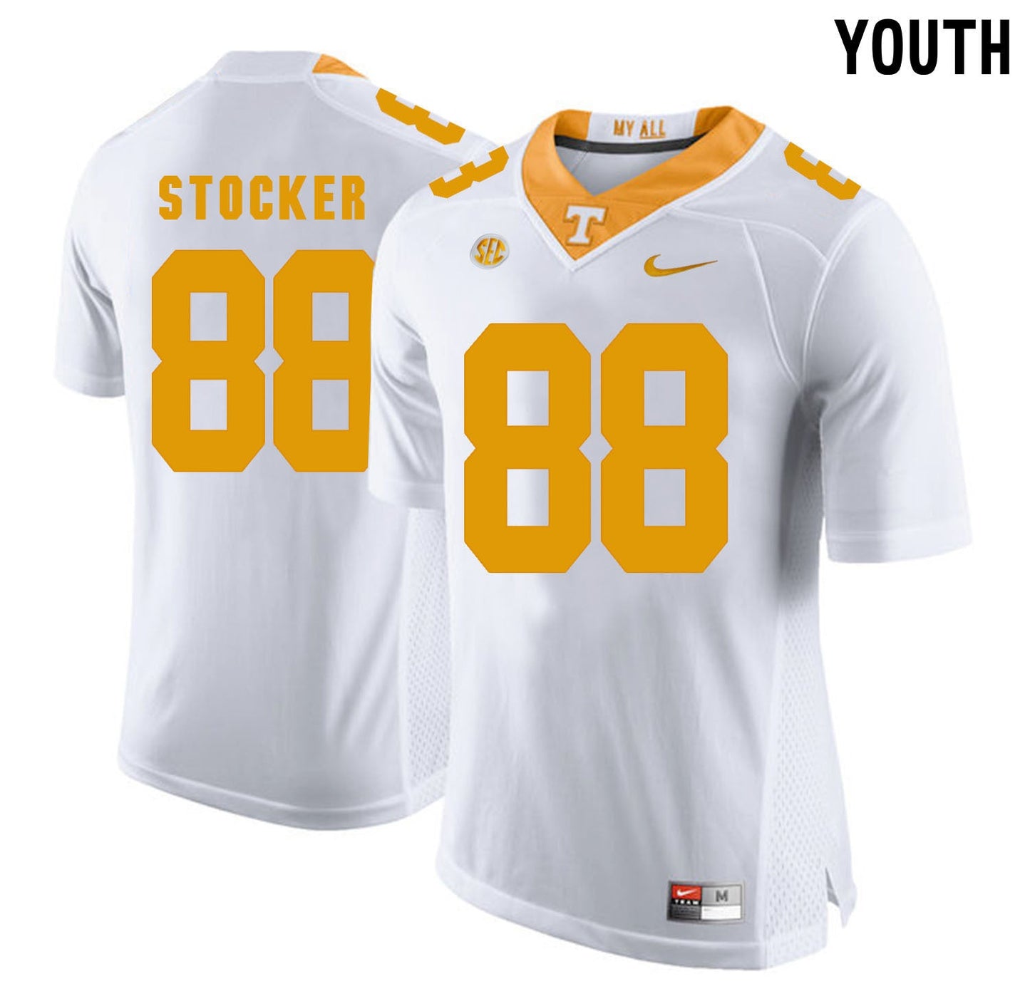 Youth Luke Stocker 88 White College Football Jersey football jersey product view 1