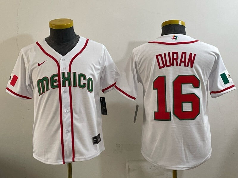 Youth Mexico Baseball #16 Jarren Duran 2026 World Baseball Classic 26 World Cup Youth Soccer Jersey baseball jersey product view 1