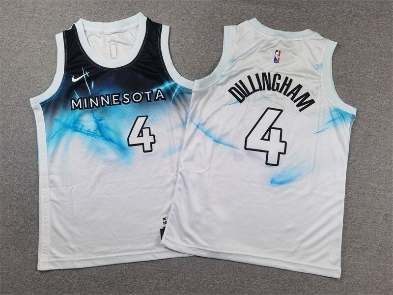 Youth Minnesota Timberwolves #4 Robert Dillingham Youth 25 Timberwolves 4 # · White City Edition Style 1 basketball jersey product view 1