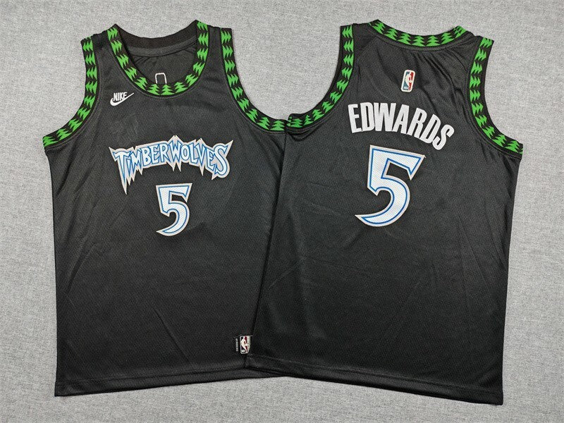 Youth Minnesota Timberwolves #5 Anthony Edwards Youth Timberwolves 5 Classic Black Style 3 basketball jersey product view 1