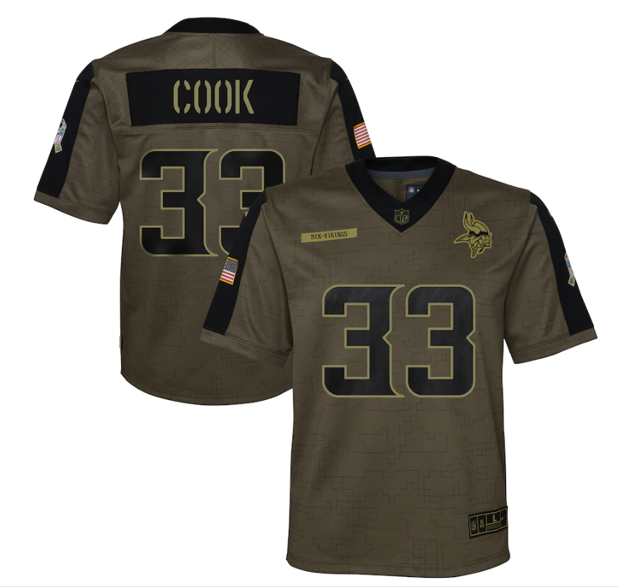 Youth Minnesota Vikings #33 Dalvin Cook 21 New Salute Football Jersey football jersey product view 1