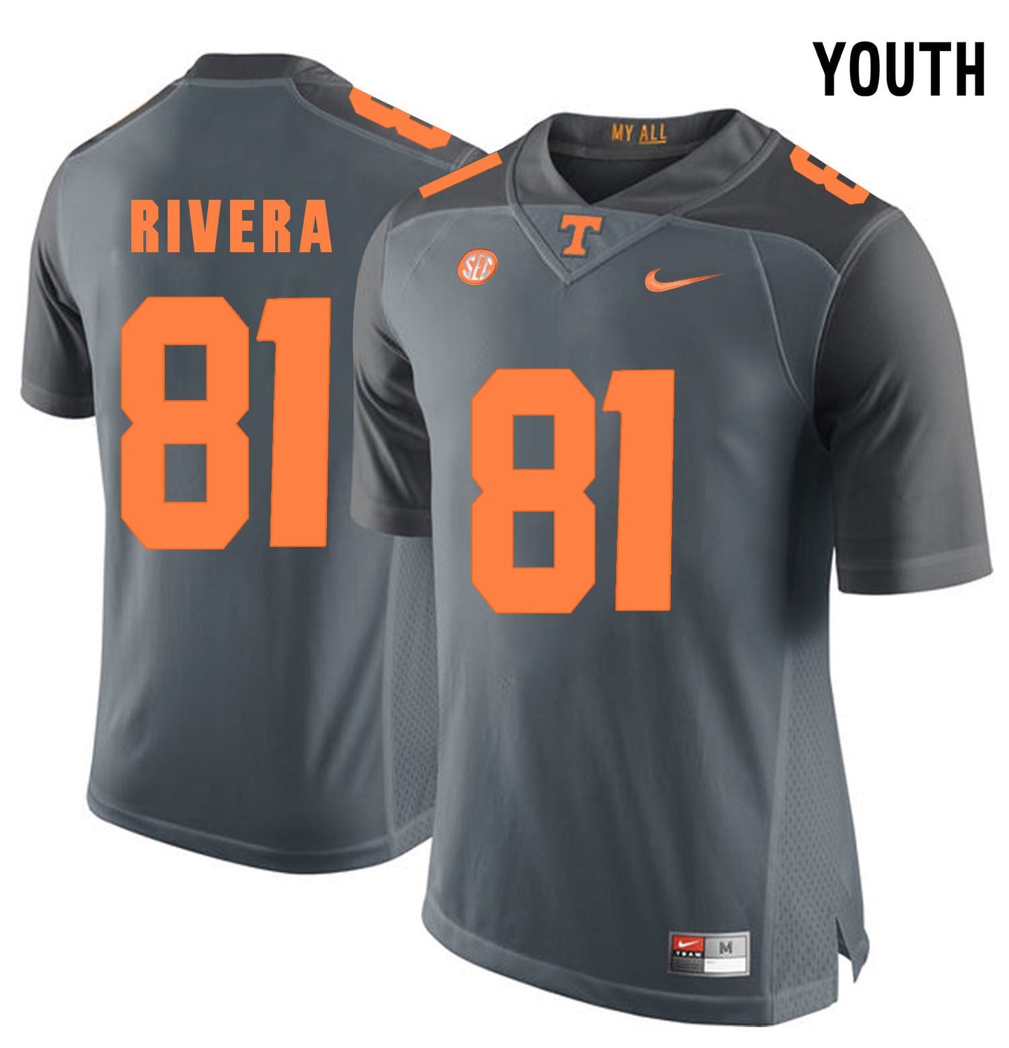 Youth Mychal Rivera 81 Grey College Football Jersey football jersey product view 1