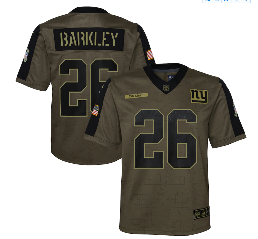 Youth New York Giants #26 Saquon Barkley 21 New Salute Football Jersey football jersey product view 1