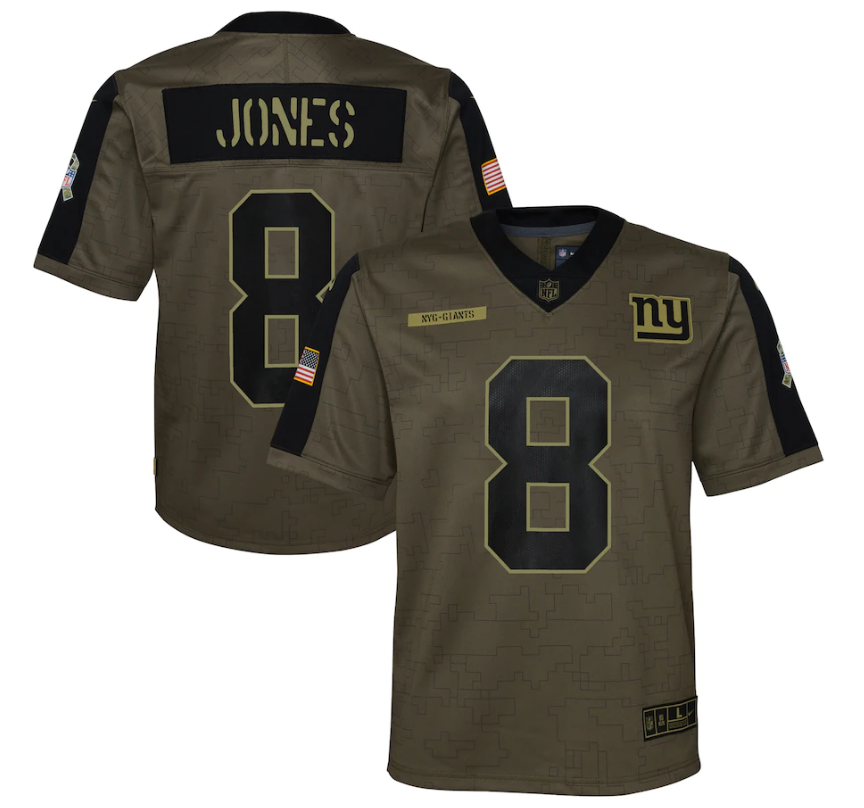 Youth New York Giants #8 Daniel Jones 21 New Salute Football Jersey football jersey product view 1