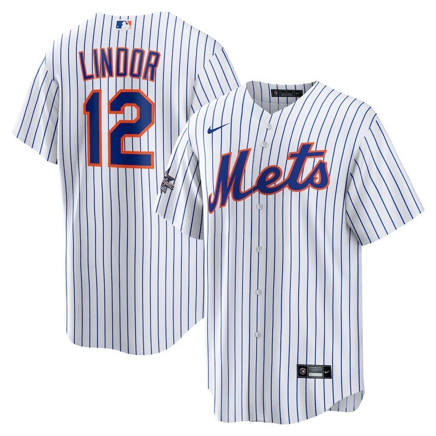 Youth New York Mets #12 Francisco Lindor 2025 MLB All-Star Game Home Replica Player Jersey - White baseball jersey product view 1