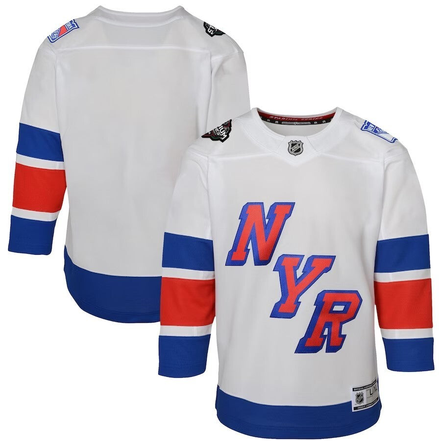 Youth New York Rangers 2024 NHL Stadium Series Premier Jersey – White Style 2 Hockey Jersey hockey jersey product view 1