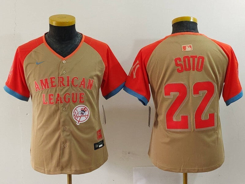 Youth New York Yankees #22 Juan Soto Yankees 24 All-Star Youth Style 7 Baseball Jersey baseball jersey product view 1