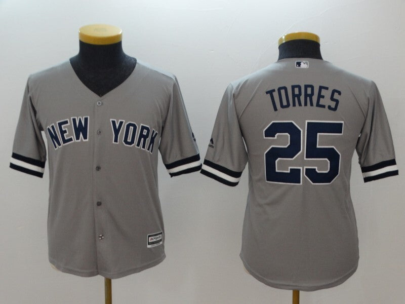 Youth New York Yankees #25 Gleyber Torres Style 1 Baseball Jersey baseball jersey product view 1