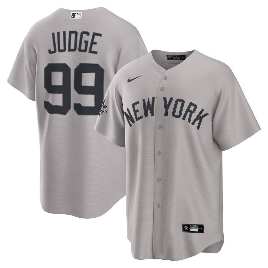 Youth New York Yankees #99 Aaron Judge 2025 MLB All-Star Game Road Replica Player Jersey - Gray baseball jersey product view 1