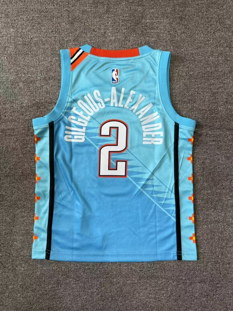 Youth Oklahoma City Thunder #2 Shai Gilgeous-Alexander Youth 19 Season Thunder Team City Blue Style 1 basketball jersey product view 1