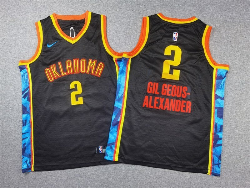Youth Oklahoma City Thunder #2 Shai Gilgeous-Alexander Youth 25 Thunder 2 # -- Black City Edition (3)_[1] basketball jersey product view 1