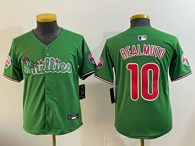 Youth Philadelphia Phillies #10 J.T. Realmuto Phillies Collaboration Youth Style 2 Baseball Jersey baseball jersey product view 1