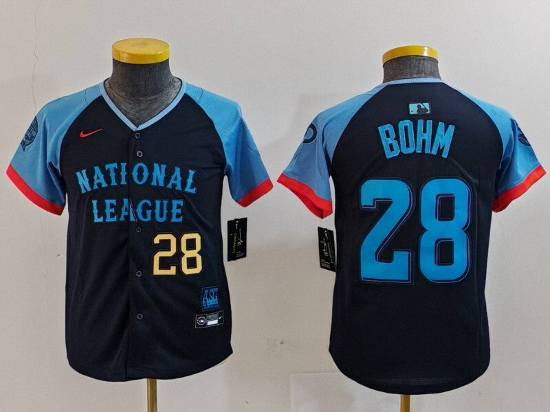 Youth Philadelphia Phillies #28 Alec Bohm Phillies 2024 All-Star Youth Style 2 Baseball Jersey baseball jersey product view 1
