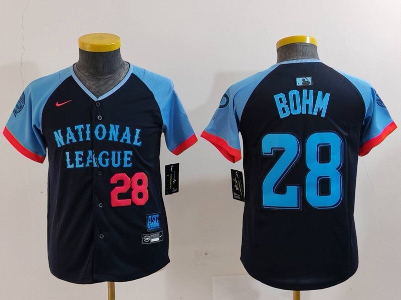 Youth Philadelphia Phillies #28 Alec Bohm Phillies 2024 All-Star Youth Style 3 Baseball Jersey baseball jersey product view 1