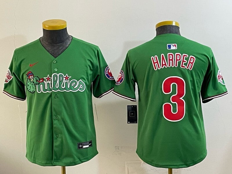 Youth Philadelphia Phillies #3 Bryce Harper Phillies Edition Youth Style 1 Baseball Jersey baseball jersey product view 1