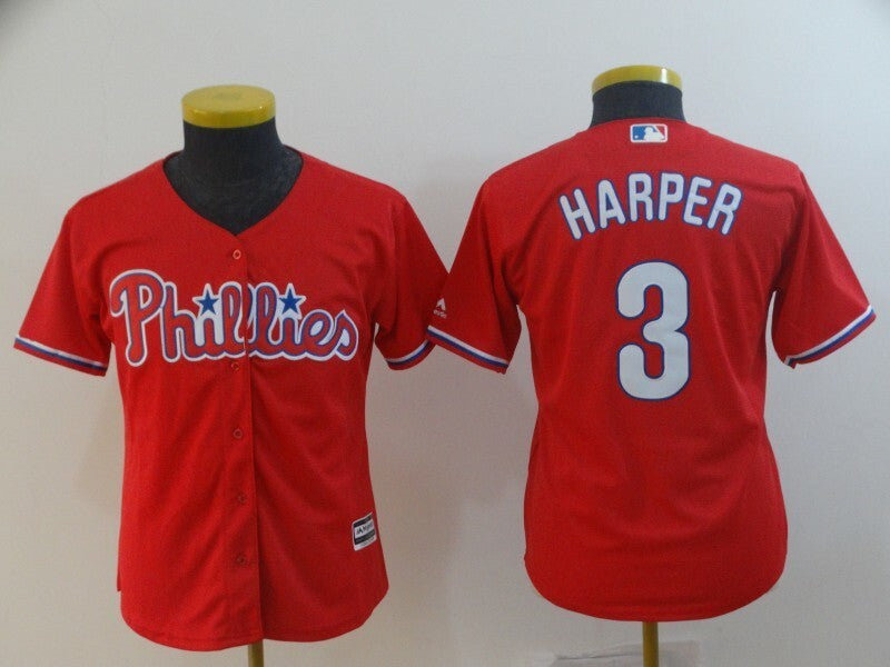 Youth Philadelphia Phillies #3 Bryce Harper Style 2 Baseball Jersey baseball jersey product view 1