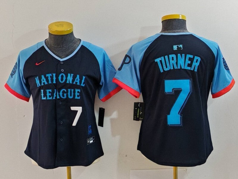 Youth Philadelphia Phillies #7 Trea Turner Phillies 2024 All-Star Women Style 4 Baseball Jersey baseball jersey product view 1