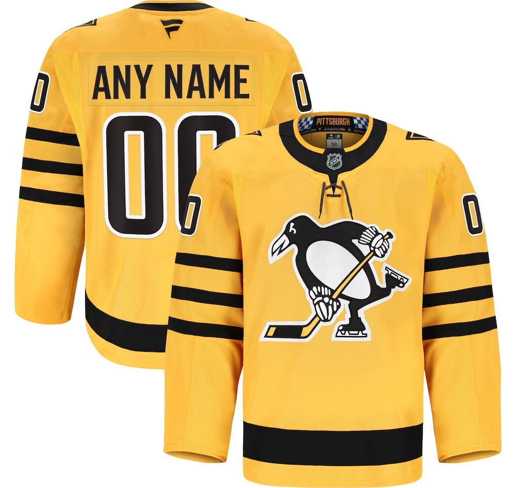 Youth Pittsburgh Penguins Alternate Authentic Custom Jersey - Gold Hockey Jersey hockey jersey product view 1