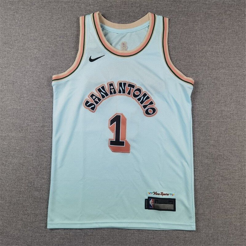 Youth San Antonio Spurs #1 Victor Wembanyama Youth 25 Spurs 1 # Blue City Edition (2)_[1] Basketball Jersey basketball jersey product view 1