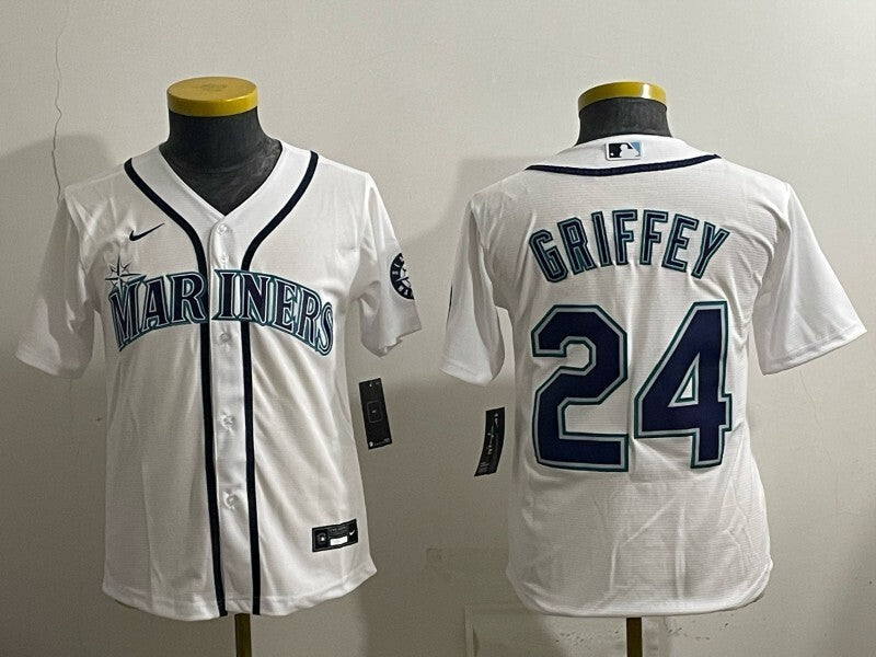 Youth Seattle Mariners #24 Ken Griffey Jr. Mariners Youth Baseball Jersey baseball jersey product view 1