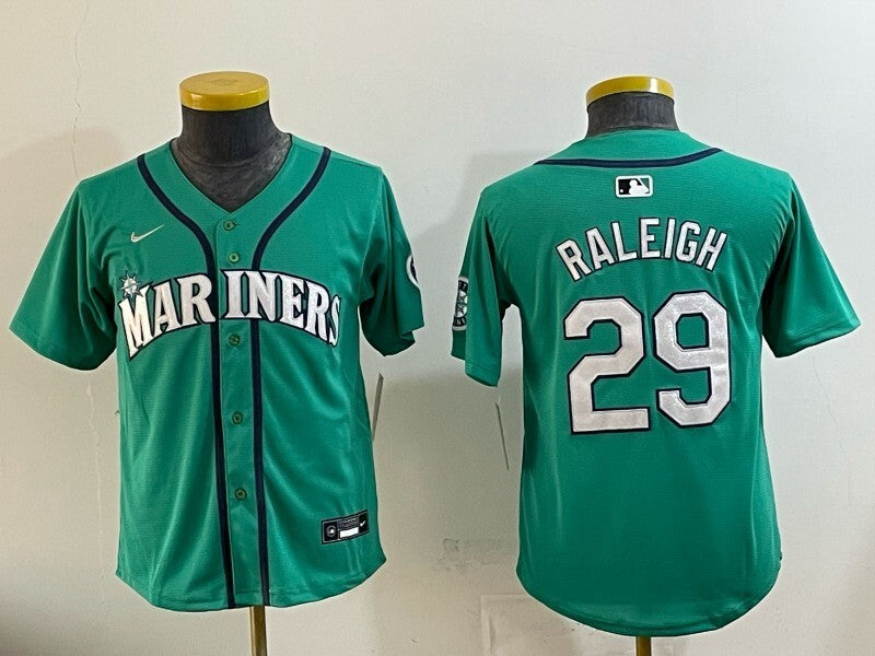 Youth Seattle Mariners #29 Cal Raleigh Mariners Youth Style 2 Baseball Jersey baseball jersey product view 1
