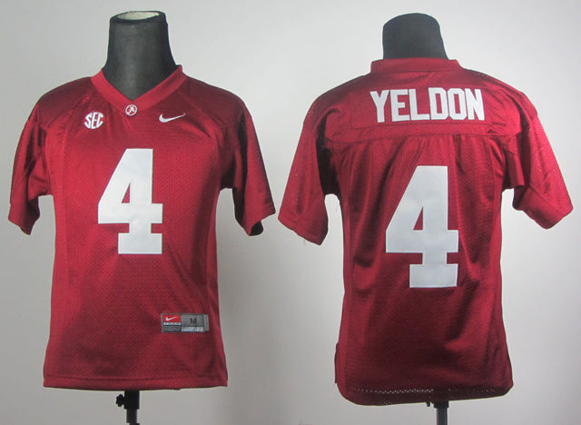 Youth T.J Yeldon 4 Crimson 2012 SEC Patch College Football Jersey football jersey product view 1